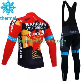 Homme Tenue Cycliste Manches Longues et Collant à Bretelles Hiver Thermal Fleece Bahrain Victorious 2023